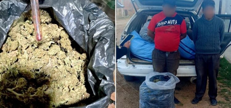 Dos Hombres Detenidos con 32 Bolsas de Marihuana en Operativo Policial