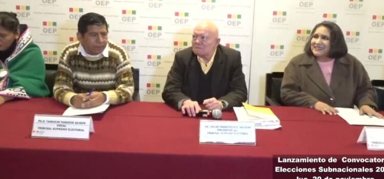 TSE confirma elecciones subnacionales en Bolivia para el 22 de marzo de 2026