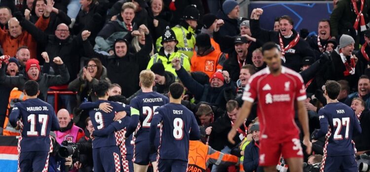 PSV exhibe dominio en Anfield y confirma superioridad ante Liverpool en Champions League