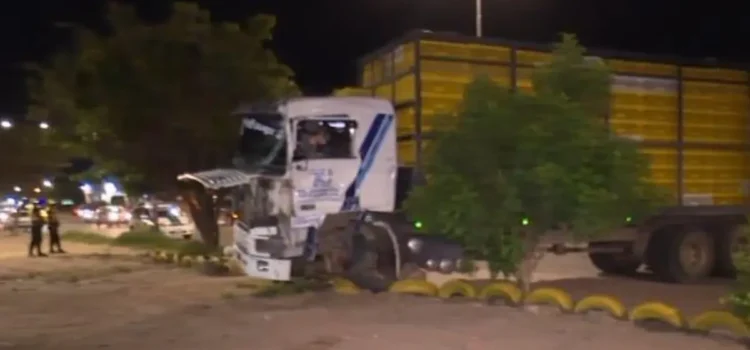 Camión en Santa Cruz choca contra poste para evitar choque con vehículo que invadió carril