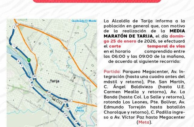 Gobierno de La Paz anuncia cierre de vías por Media Maratón 2024