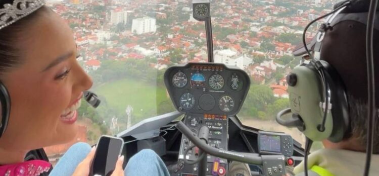 Camila inicia en helicóptero su viaje a la coronación en Santa Cruz
