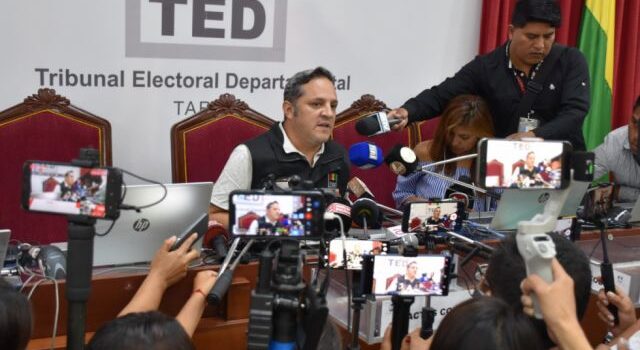 TED Tarija advierte que un empate en la elección de gobernador se definirá con sorteo