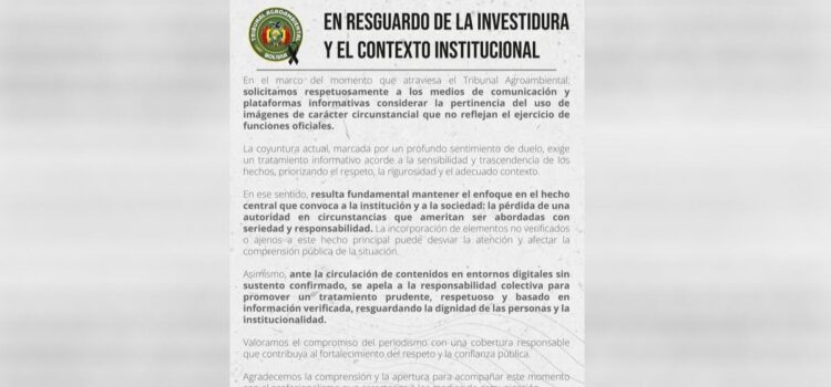 Tribunal Agroambiental pide prudencia en el uso de imágenes tras asesinato del decano Víctor Hugo Claure